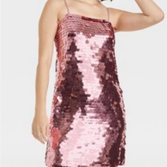 Women's Sleeveless Palliette Party Shift Dress - Picture 3 of 4